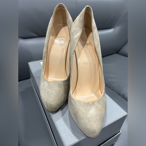 Christian Louboutin Taupe Suede Heels